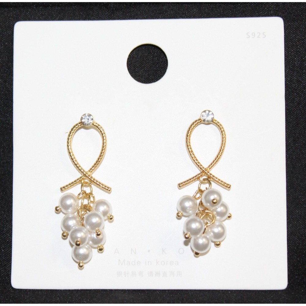 Han Kou Costume Jewelry Earrings Faux Pearls Rhinestones Retro